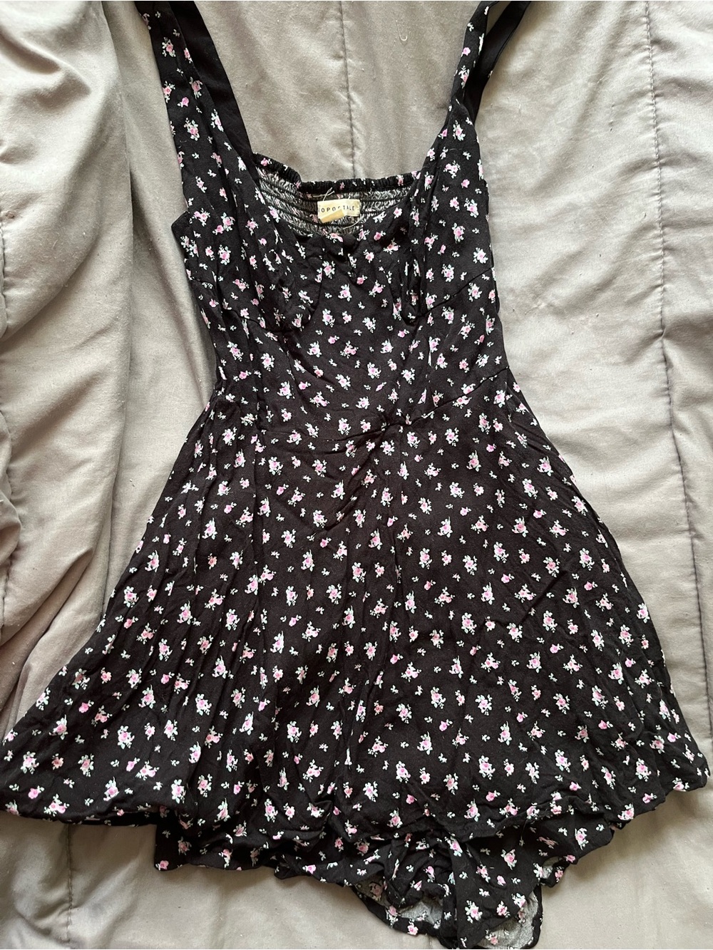 Aeropostale Black Romper with Pink & Mint Floral Print